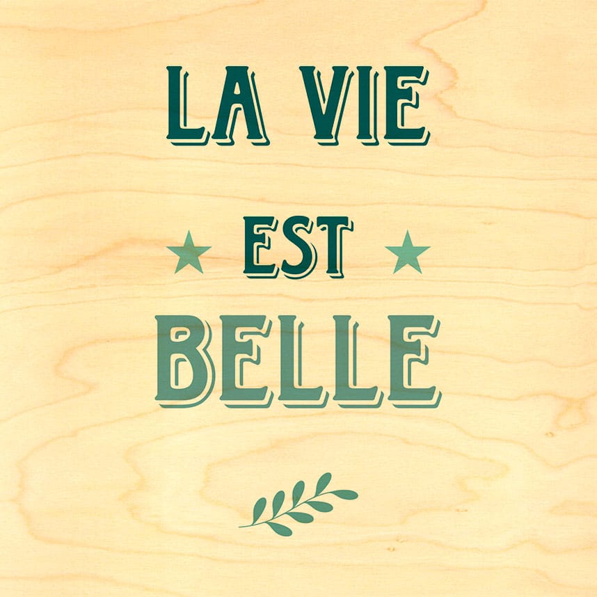 hironwoods-la-vie-est-belle-poster-bois-300x300mm image 1
