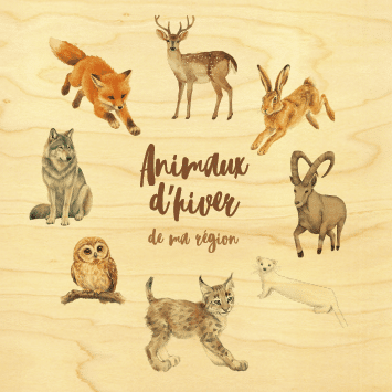 hironwoods-animaux-hiver-affiche-bois-20x20cm image 1