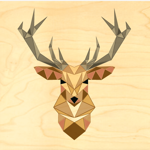 hironwoods-affiche-bois-cerf-origami-animaux-20x20cm image 1