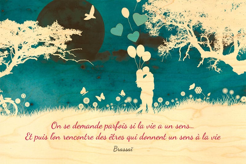 hironwoods-citation-amoureux-bleu-carte-postale-bois-100x150mm image 1