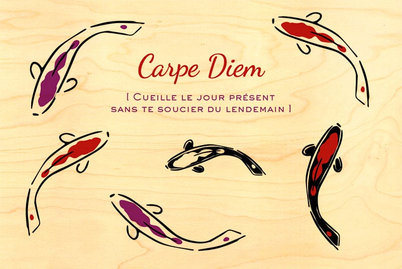 hironwoods-carpe-diem-carte-postale-bois-10x15cm-citation image 1