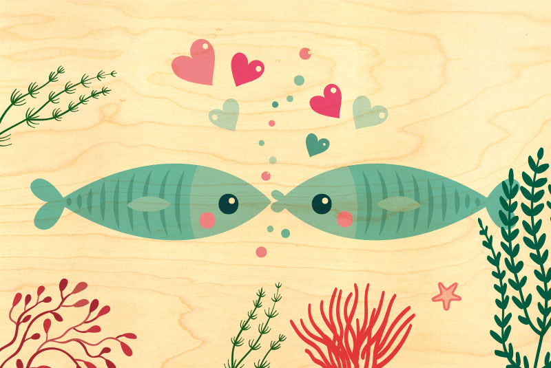hironwoods-carte-poisson-d-amour-carte-bois-100x150mm-saint-valentin image 1