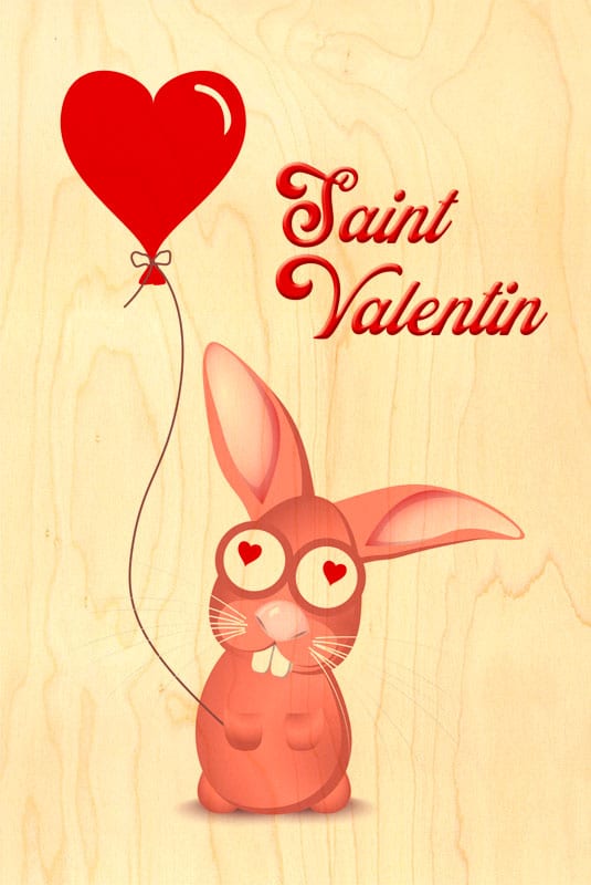 hironwoods-carte-lapin-rose-st-valentin-carte-postale-bois image 1