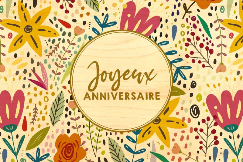 hironwoods-carte-en-bois-anniv-floral-carte-postale-100x150mm image 1