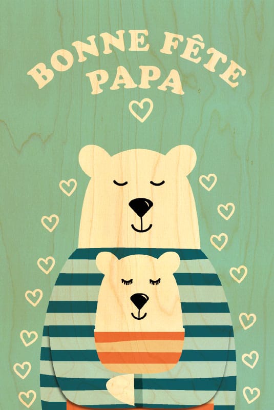 hironwoods-carte-papa-ours-c-lin-carte-bois-100x150mm-f-te-des-p-res image 1