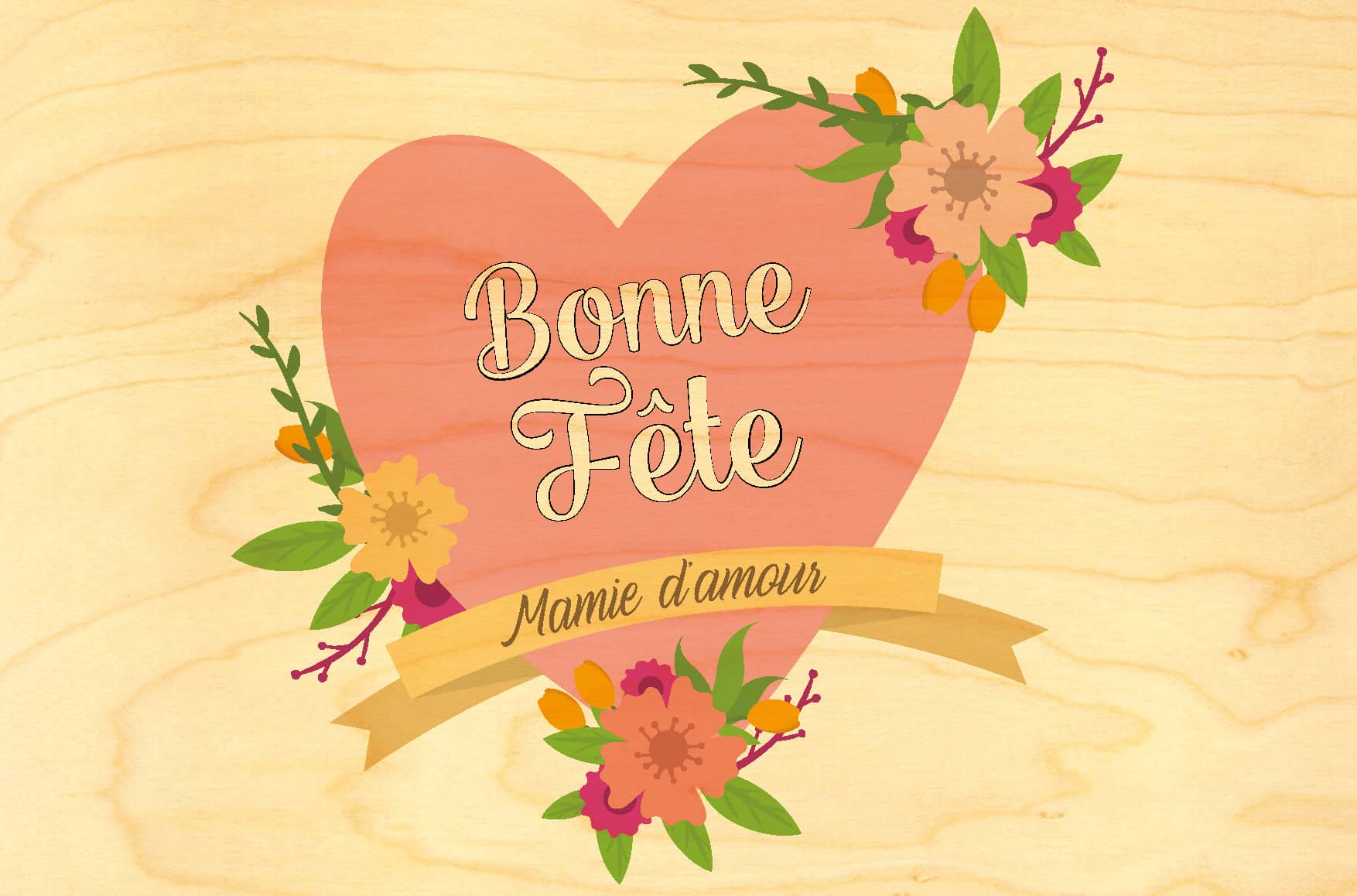 hironwoods-bonne-f-te-mamie-carte-en-bois-amour-100x150mm image 1