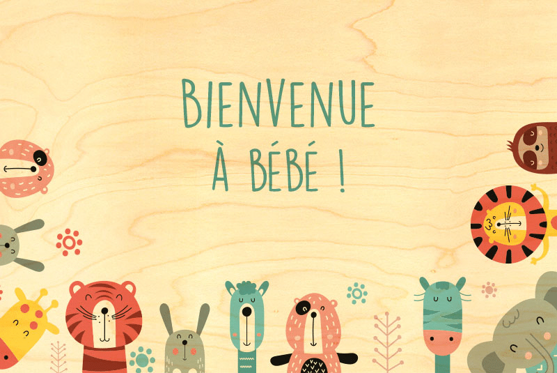 hironwoods-bienvenue-b-b-carte-bois-naissance-100x150mm image 1