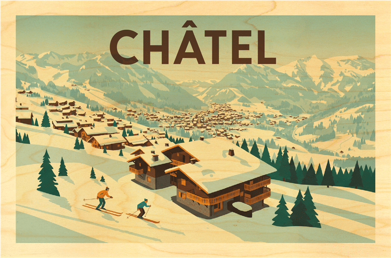 hironwoods-magnets-bois-village-neige-magnet-affiche-dessin image 1