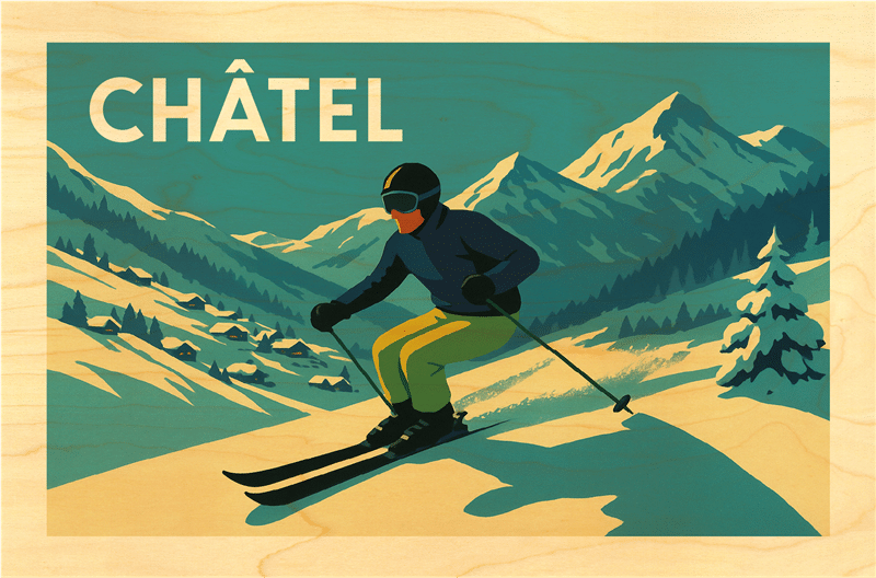 hironwoods-magnets-en-bois-skieur-fond-bleu-magnet-affiche-ski image 1