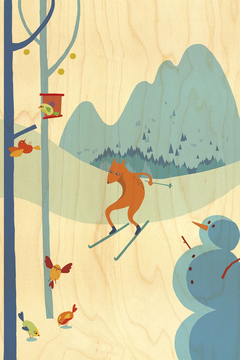 hironwoods-ana-s-renard-ski-magnet-bois-dessin-renard image 1