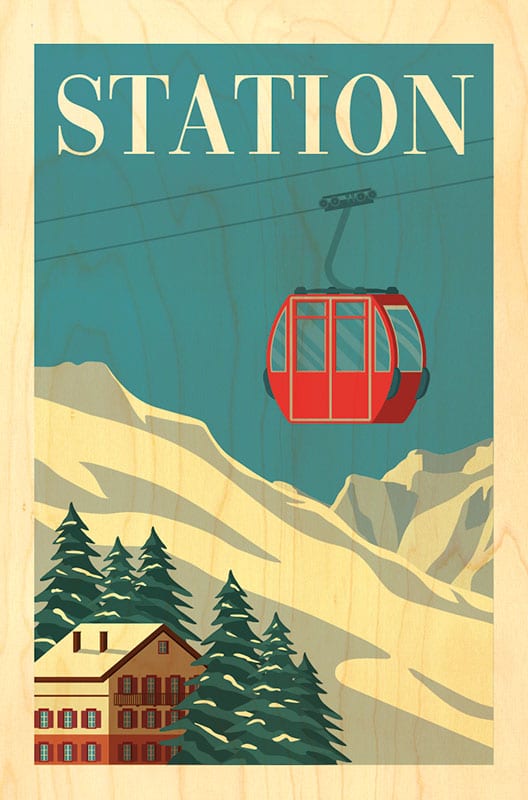 hironwoods-magnet-bois-cabine-illustration-montagne image 1