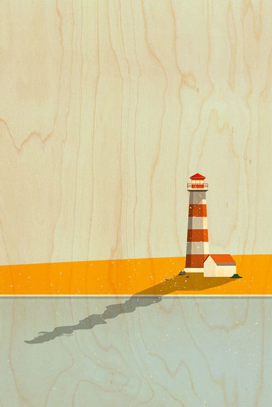 hironwoods-carte-postale-bois-plage-phare-dessin-100x150mm image 1