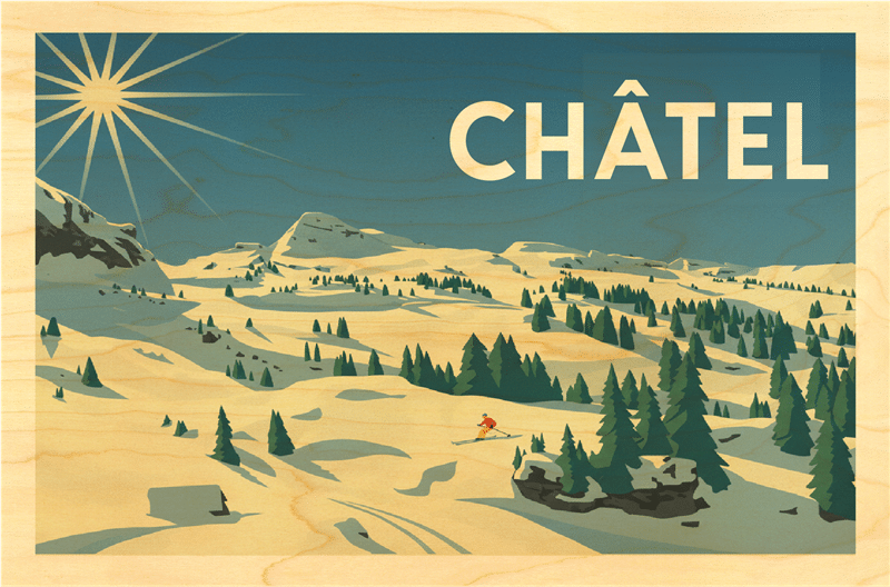 hironwoods-piste-de-ski-carte-postale-bois-100x150mm-affiche image 1