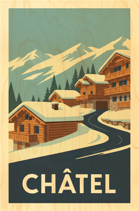 hironwoods-carte-postale-bois-dessin-affiche-route-du-chalet image 1