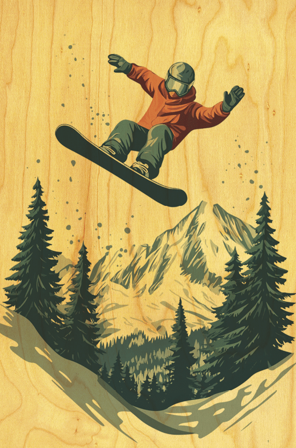 hironwoods-carte-postale-bois-ski-saut-snowboard-100x150mm image 1