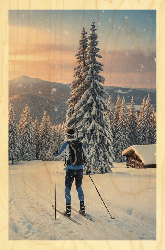 hironwoods-carte-postale-bois-paysage-ski-de-fond-100x150mm image 1