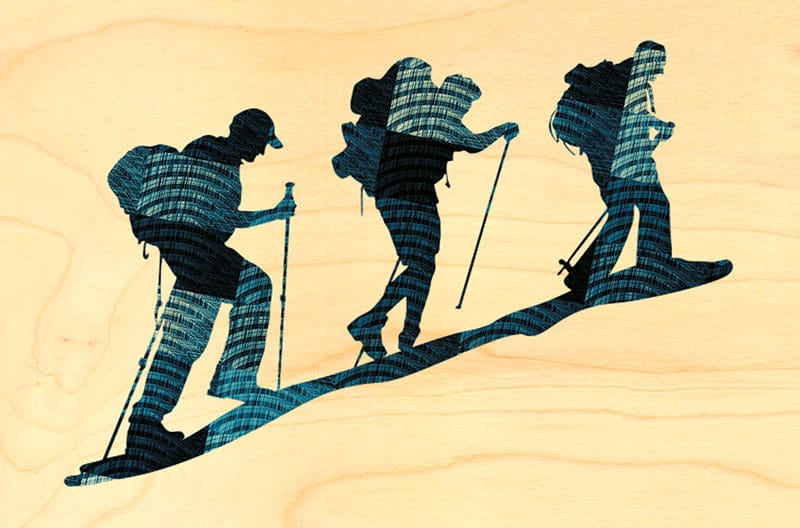 hironwoods-rando-silhouette-carte-postale-bois-ski-100x150mm image 1