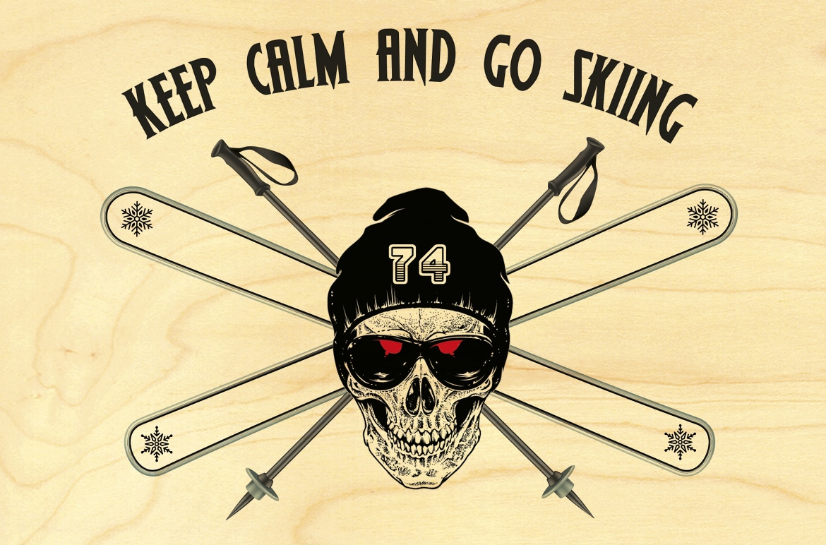 hironwoods-skull-ski-carte-postale-bois-100x150mm image 1
