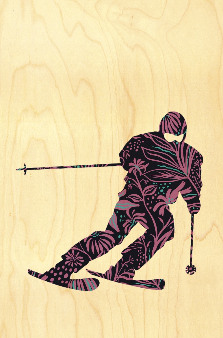 hironwoods-carte-postale-bois-ski-silhouette-carving-100x150mm image 1