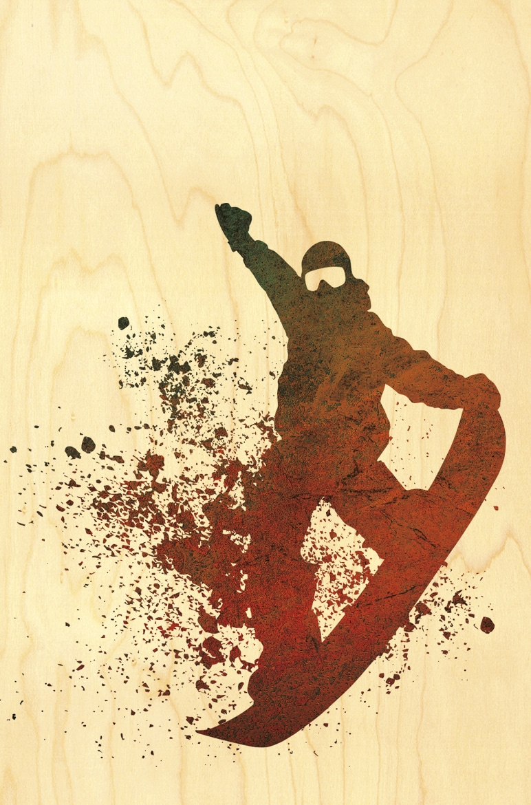 hironwoods-ski-silhouette-snow-carte-postale-bois-100x150mm image 1