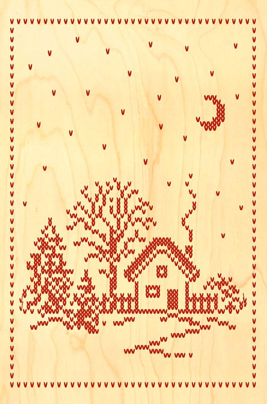 hironwoods-carte-postale-bois-broderie-chalet-100x150mm image 1