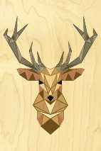 hironwoods-carte-postale-bois-t-te-de-cerf-origami-100x150mm image 1