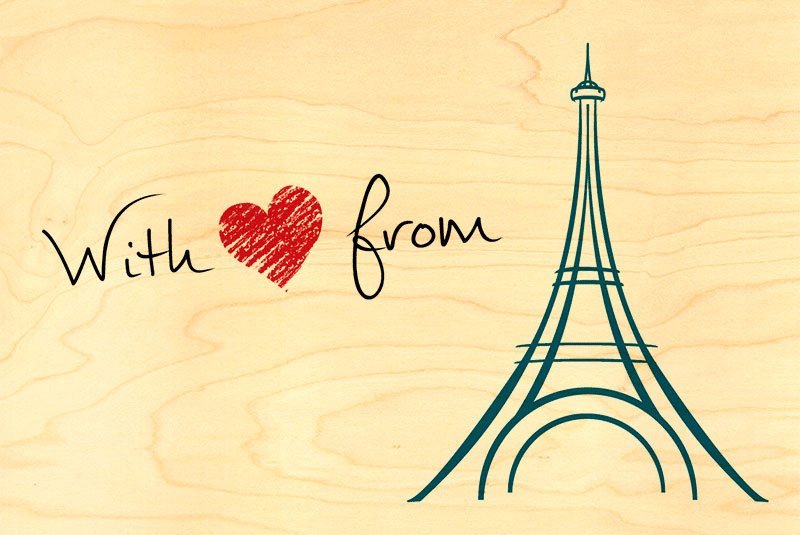 hironwoods-with-love-from-paris-carte-postale-bois image 1