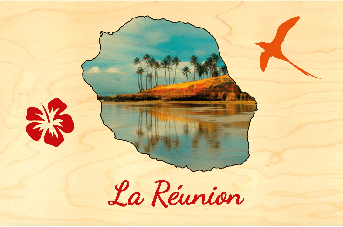 hironwoods-r-union-carte-palmiers-carte-postale-bois-100x150mm image 1