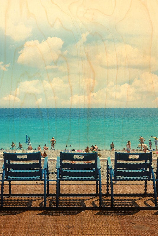 hironwoods-plage-chaises-carte-postale-bois-100x150mm image 1