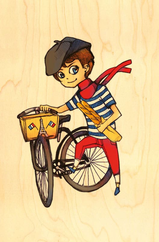hironwoods-poncho-titi-parisien-carte-postale-bois-100x150mm image 1