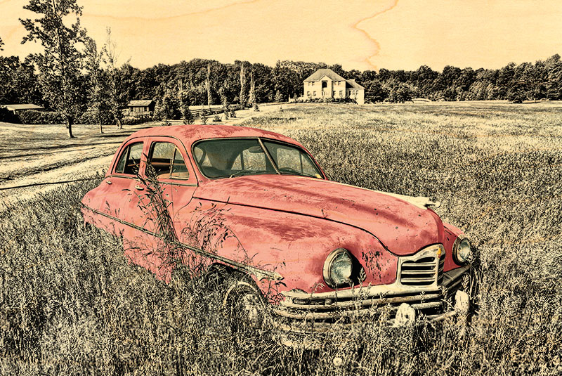 hironwoods-voiture-rose-carte-postale-en-bois-100x150mm-r-tro image 1