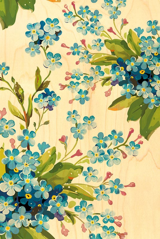 hironwoods-fleur-myosotis-carte-postale-bois-100x150mm image 1